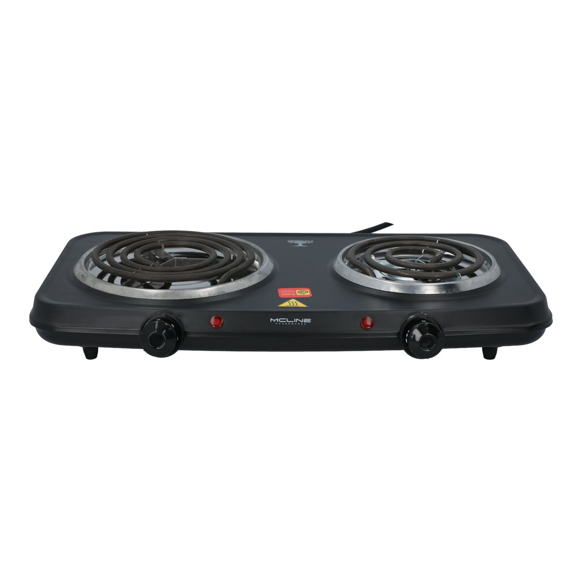 Mcline 2500W Solid Cast Iron Double Hot Plate Electric Coil Stove Black